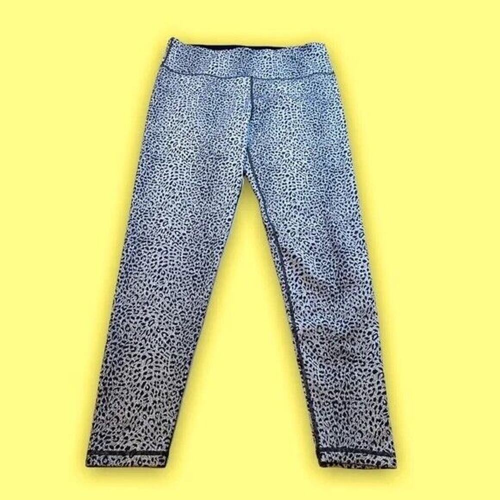 Sweaty Betty Grey Black Leopard Print Leggings Cropped High Stretch XL